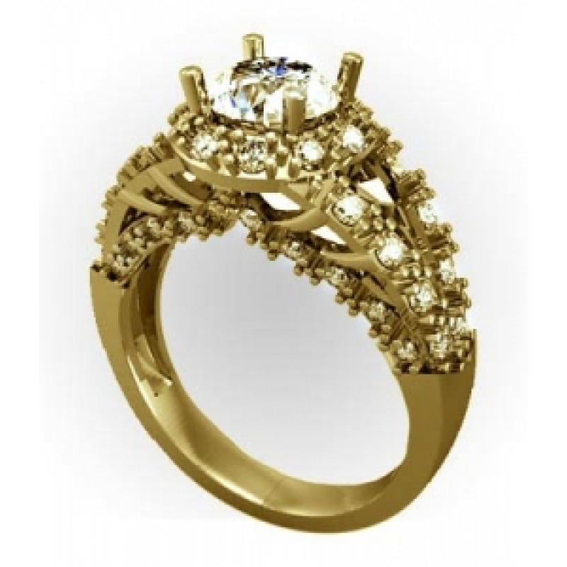 Кольцо с крупным камнем в обрамлении мелких камней Os 2522