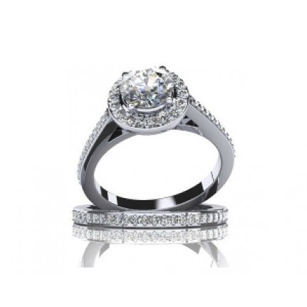 Кольцо двойное с крупным камнем в обрамлении мелких камней Os 2696