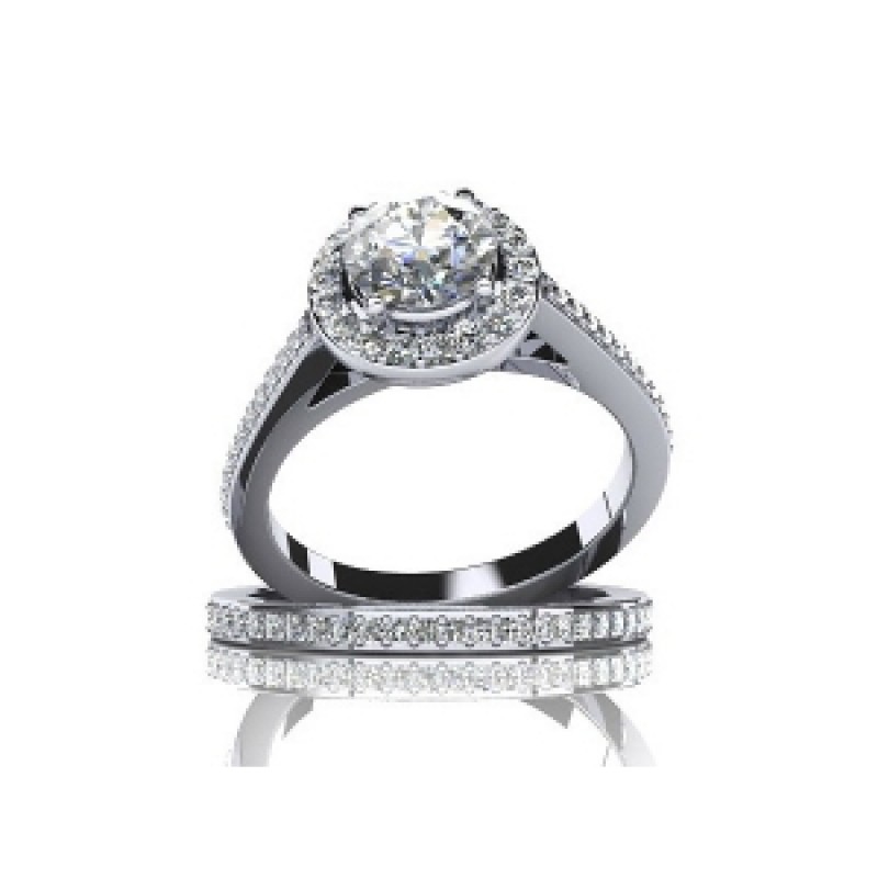 Кольцо двойное с крупным камнем в обрамлении мелких камней Os 2696