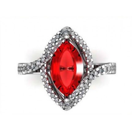 Кольцо ажурное с крупным камнем и дорожками камней Os 1210