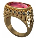 Кольцо с крупным камнем и дорожкой камней Os 7103