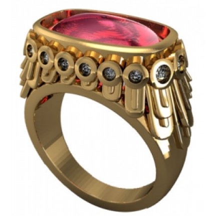 Кольцо с крупным камнем и дорожкой камней Os 7103