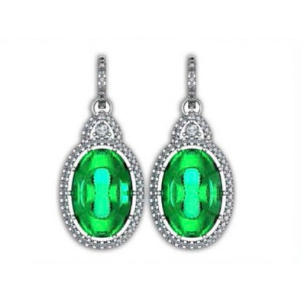 Серьги с крупным камнем в обрамлении мелких камней Os 4002