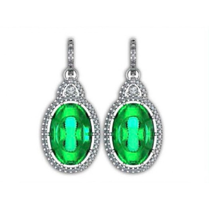 Серьги с крупным камнем в обрамлении мелких камней Os 4002