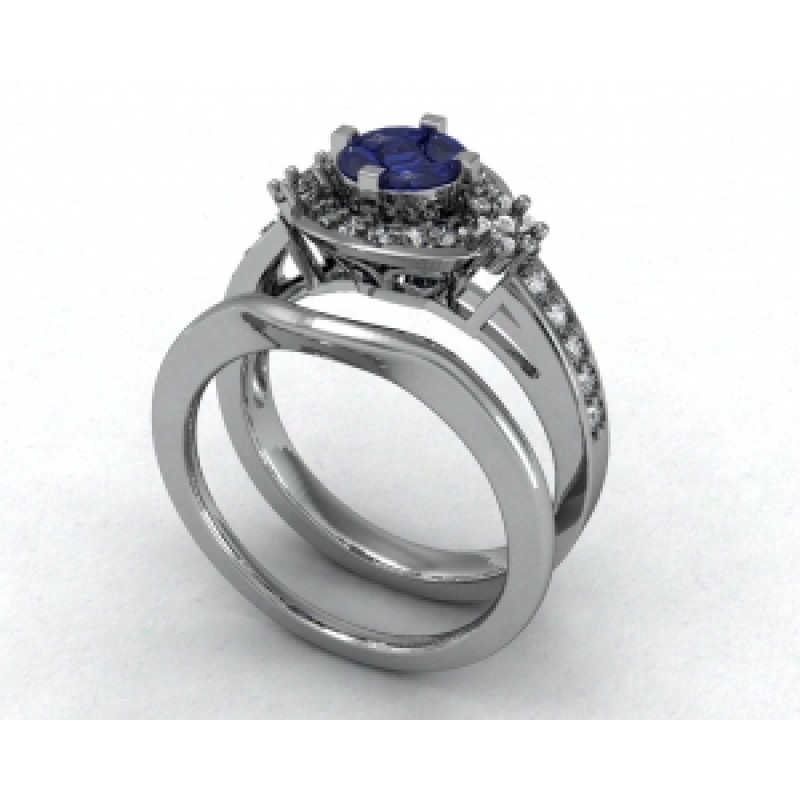 Кольцо двойное ажурное с дорожками камней Os 7130