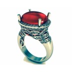 Кольцо с крупным камнем в обрамлении мелких камней Os 7089