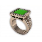 Кольцо с крупным камнем в обрамлении мелких камней Os 7030