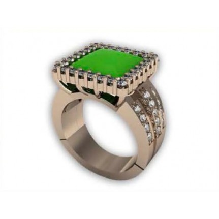 Кольцо с крупным камнем в обрамлении мелких камней Os 7030