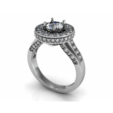 Кольцо с крупным камнем в обрамлении мелких камней Os 2597