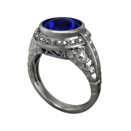 Кольцо с крупным камнем в обрамлении мелких камней Os 3052