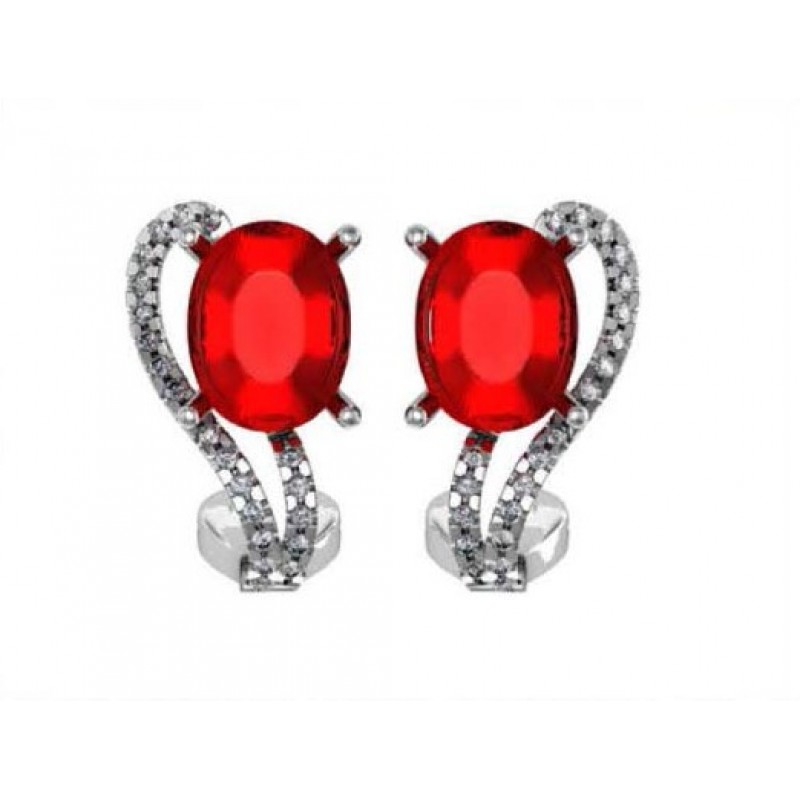 Серьги с крупным камнем и дорожками камней Os 1285