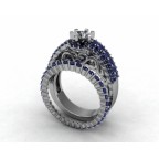 Кольцо двойное с крупным камнем и дорожками камней Os 2525