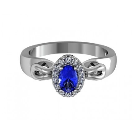 Кольцо с крупным камнем в обрамлении мелких камней Os 1530