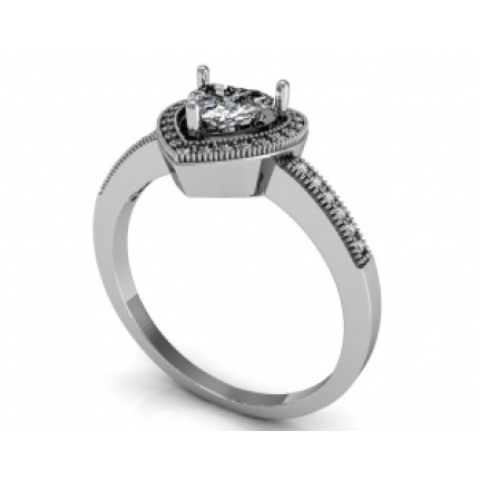 Кольцо с крупным камнем в обрамлении мелких камней Os 2606