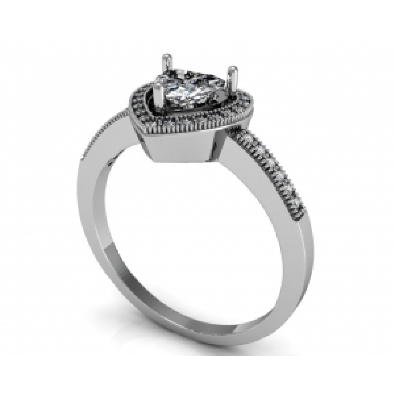 Кольцо с крупным камнем в обрамлении мелких камней Os 2606