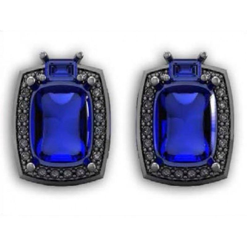 Серьги с крупным камнем в обрамлении мелких камней Os 4018