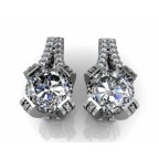 Серьги с крупным камнем и дорожками камней Os 4059