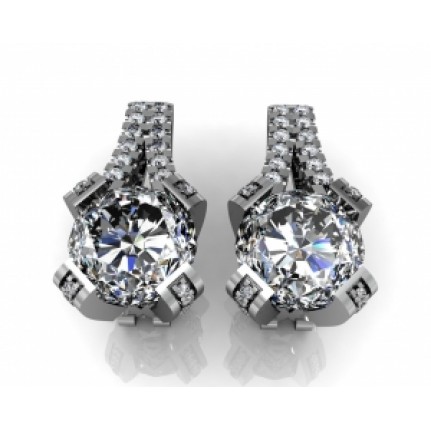 Серьги с крупным камнем и дорожками камней Os 4059