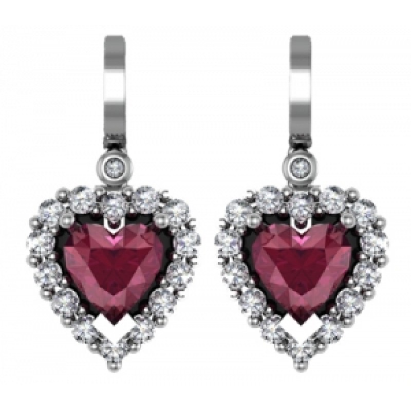Серьги Сердце с крупным камнем Os 1595