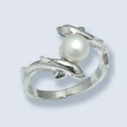 Кольцо дельфины с жемчугом1051