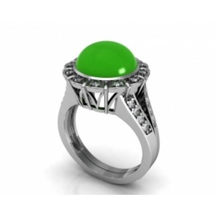 Кольцо с крупным камнем в обрамлении мелких камней Os 7085