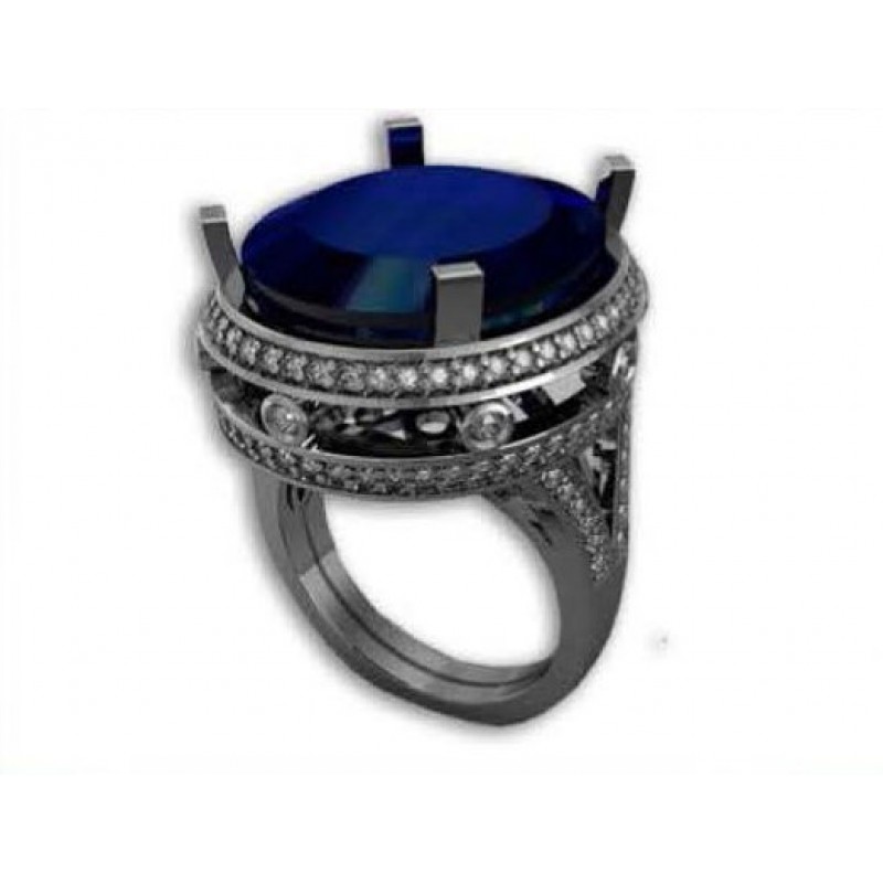 Кольцо с крупным камнем в обрамлении мелких камней Os 7037