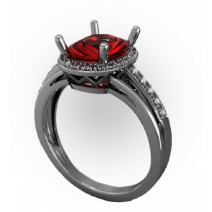 Кольцо с крупным камнем в обрамлении мелких камней Os 7201