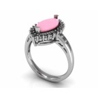 Кольцо с крупным камнем в обрамлении мелких камней Os 7146