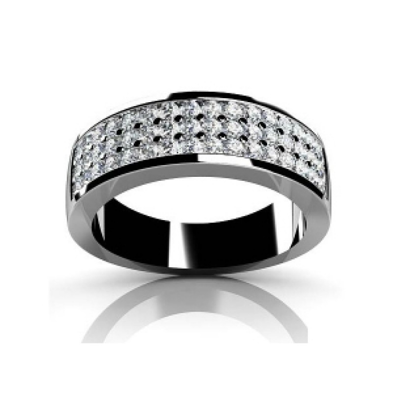 Обручальное кольцо с тремя дорожками камней Os 2159