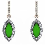 Серьги висячие с крупным камнем в обрамлении мелких камней Os 1665