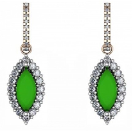 Серьги висячие с крупным камнем в обрамлении мелких камней Os 1665