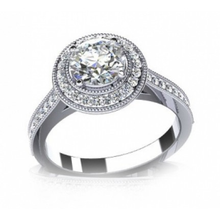 Кольцо с крупным камнем в обрамлении мелких камней Os 2695