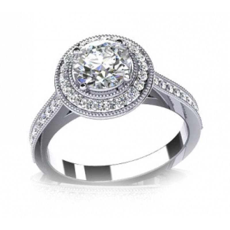 Кольцо с крупным камнем в обрамлении мелких камней Os 2695