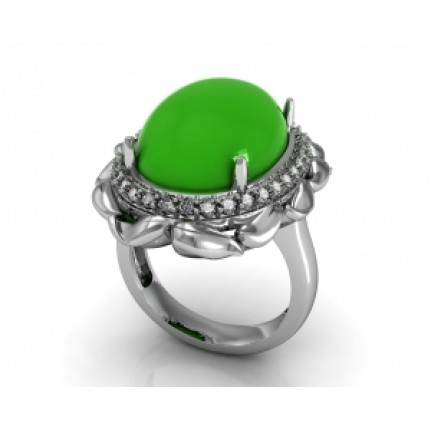 Кольцо с крупным камнем в обрамлении мелких камней Os 7149