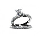 Кольцо двойное с крупным камнем и дорожками камней Os 2683