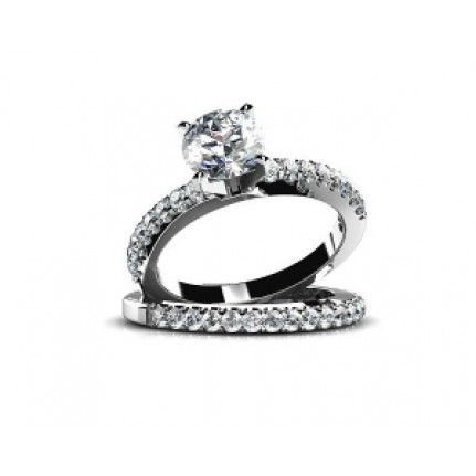 Кольцо двойное с крупным камнем и дорожками камней Os 2683