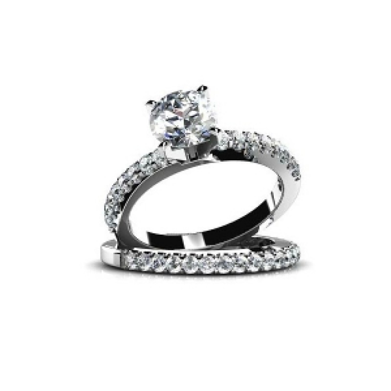 Кольцо двойное с крупным камнем и дорожками камней Os 2683