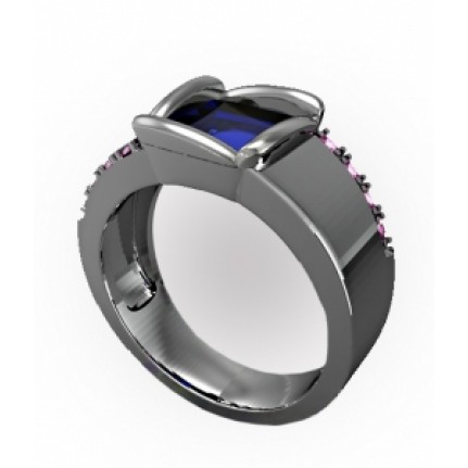 Кольцо с крупным камнем и дорожками камней Os 3084