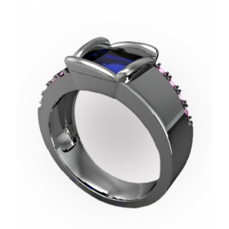 Кольцо с крупным камнем и дорожками камней Os 3084