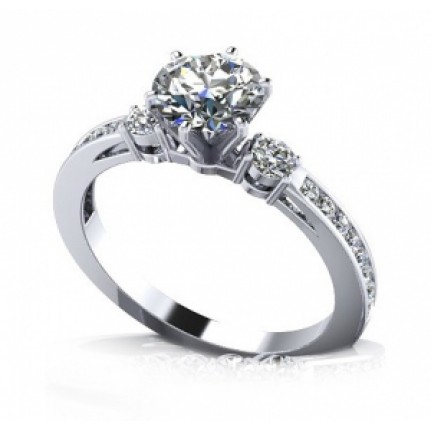 Кольцо с крупным камнем и дорожками камней Os 2667