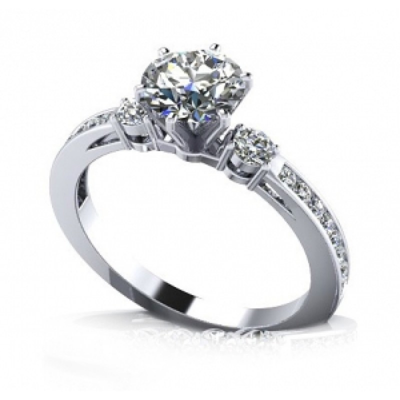 Кольцо с крупным камнем и дорожками камней Os 2667