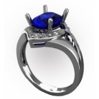 Кольцо с крупным камнем и дорожками камней Os 7196