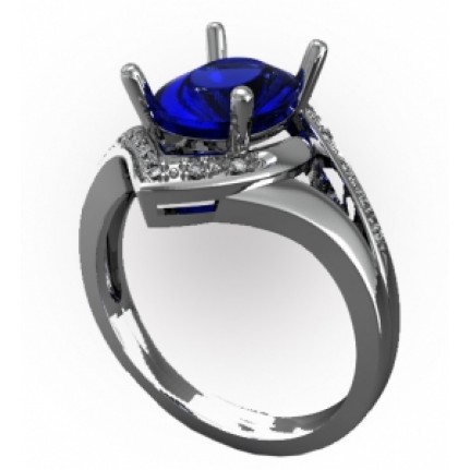 Кольцо с крупным камнем и дорожками камней Os 7196