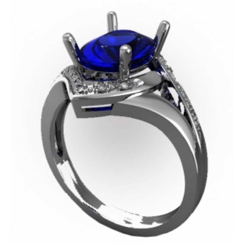 Кольцо с крупным камнем и дорожками камней Os 7196