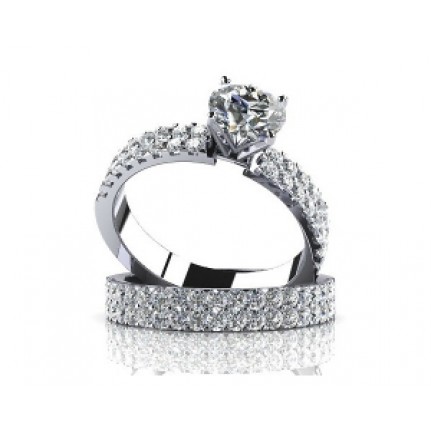 Кольцо двойное с крупным камнем и дорожками камней Os 2680