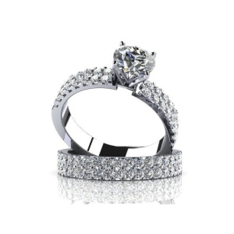 Кольцо двойное с крупным камнем и дорожками камней Os 2680