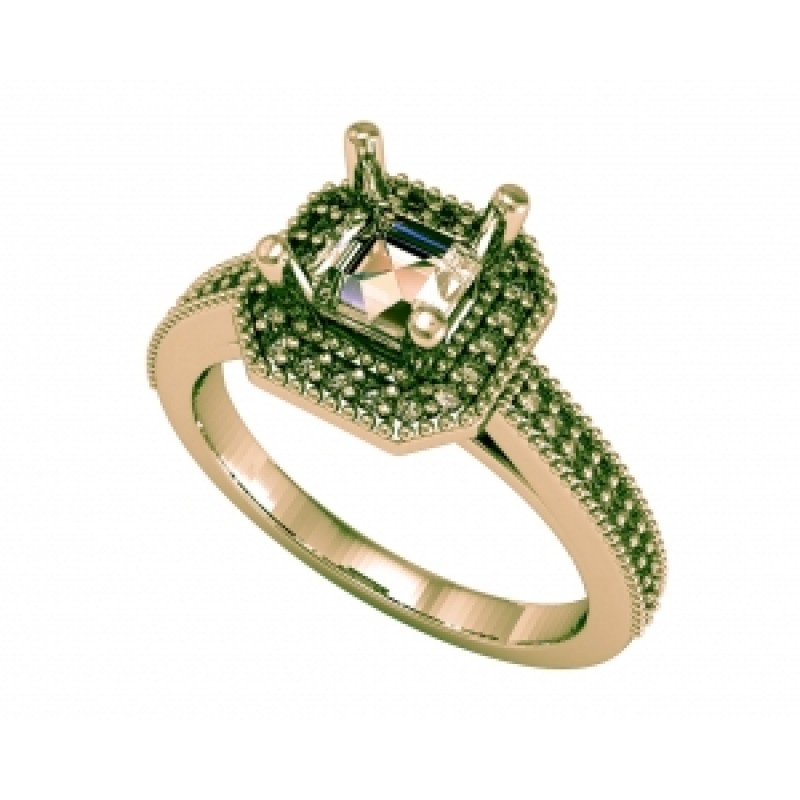 Кольцо с крупным камнем в обрамлении мелких камней Os 2548