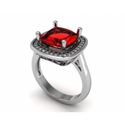 Кольцо ажурное с крупным камнем в обрамлении мелких камней Os 7184