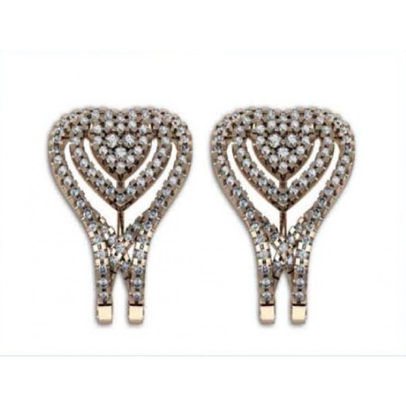 Серьги Сердце с дорожками камней Os 1135