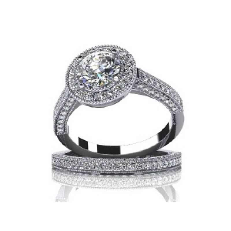 Кольцо двойное с крупным камнем в обрамлении мелких камней Os 2693